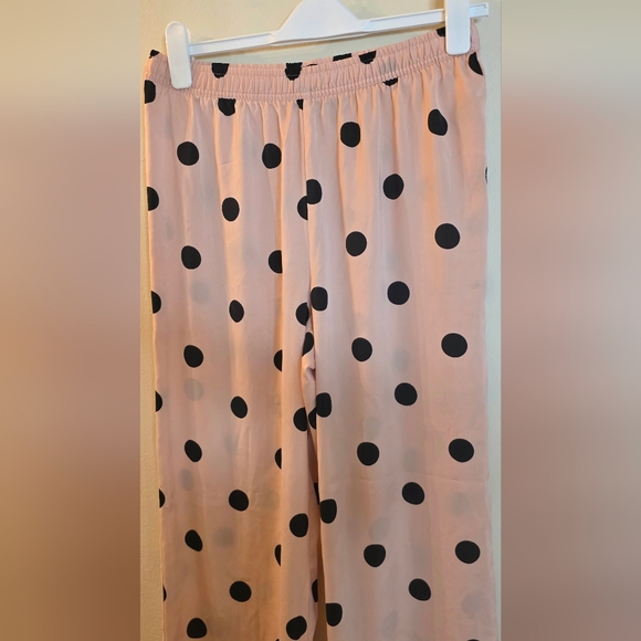 Banana Republic SILKY SATIN Pink & Black Polka Dot Pajama Bottoms (Size Small) - Picture 3 of 12
